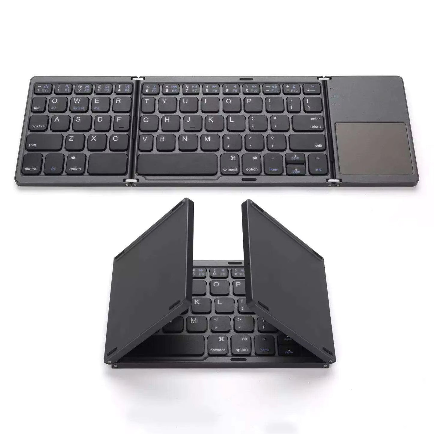 Clavier Pliable Ultra-Fin 3-En-1 Rechargeable Sans Fil Avec Pavé Tactile Pour Ipad, Android Et Windows