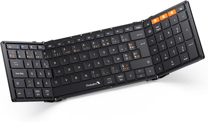XK01 Clavier Bluetooth Pliable AZERTY Avec Pavé Numérique | 105 Touches, 3 Appareils Bluetooth, Rechargeable, Compatible Avec Android Windows Ios Téléphone Tablette Ipad