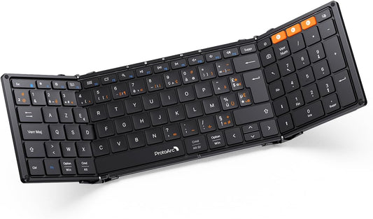 XK01 Clavier Bluetooth Pliable AZERTY Avec Pavé Numérique | 105 Touches, 3 Appareils Bluetooth, Rechargeable, Compatible Avec Android Windows Ios Téléphone Tablette Ipad