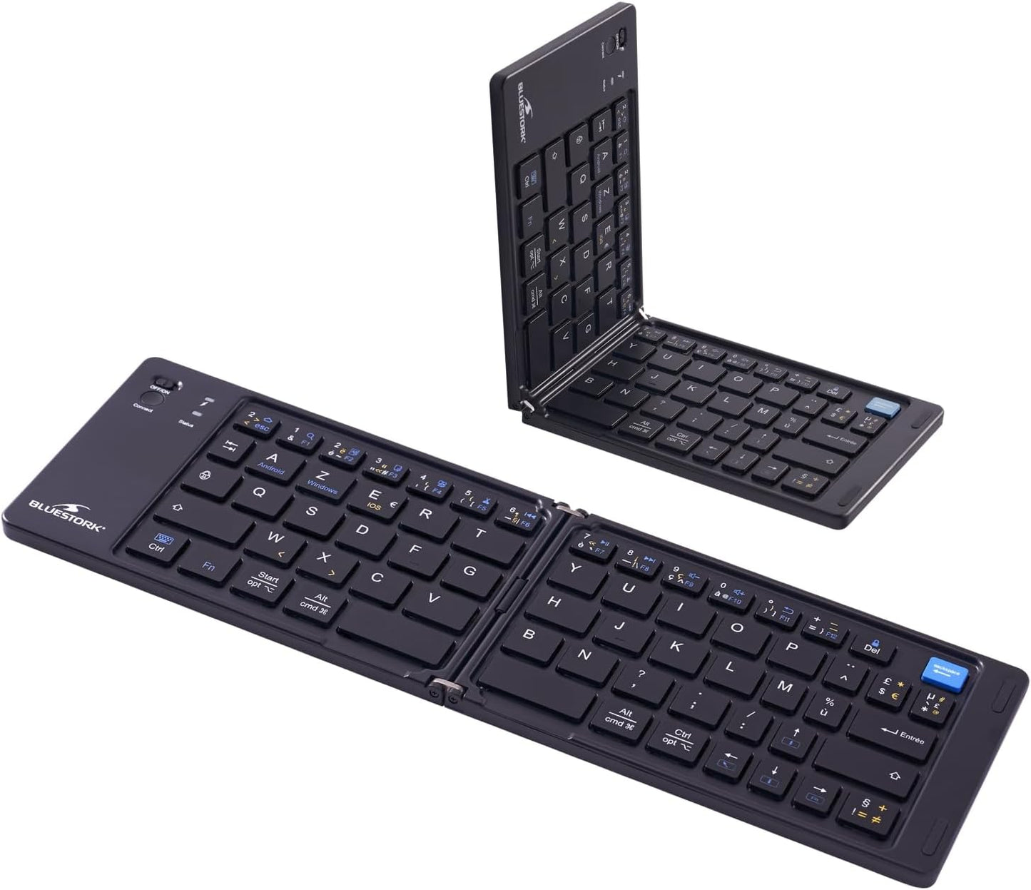 KB Mini Fold - Mini Clavier Bluetooth Pliable AZERTY FR | Bluetooth, Pliable, Rechargeable USB-C, 40H Autonomie, Léger, Silencieux, Compatible Windows/Ios/Android