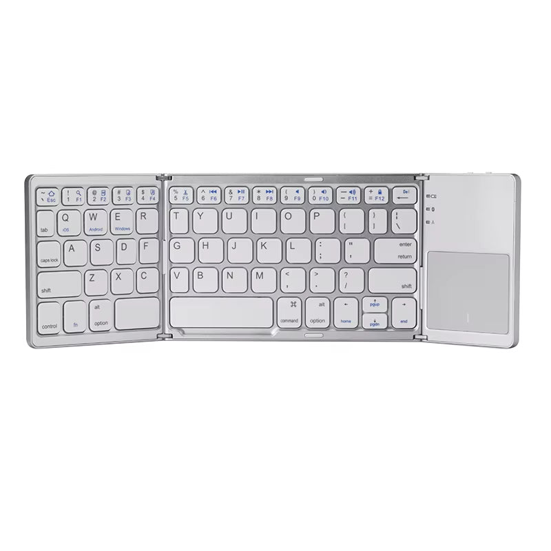 Clavier Pliable Ultra-Fin 3-En-1 Rechargeable Sans Fil Avec Pavé Tactile Pour Ipad, Android Et Windows