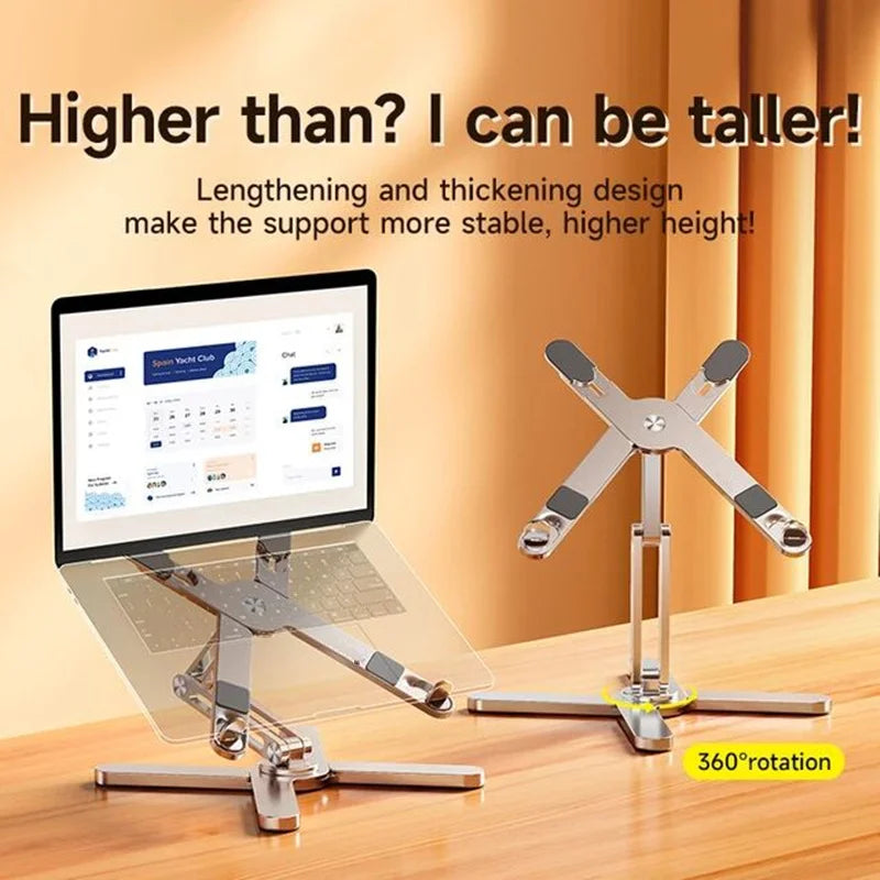 2025 New Hot Selling N86 Aluminum Alloy Foldable X Foldable 360 Rotating Height Adjustable Heat Dissipation Laptop Stand