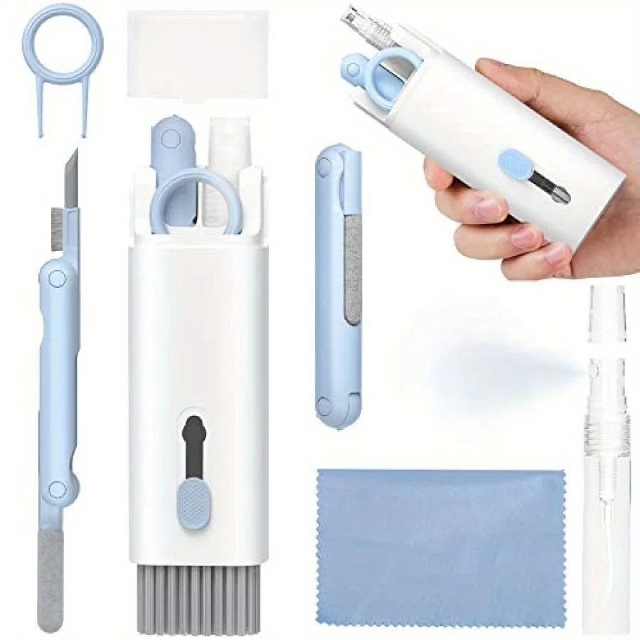 7In1 Electronic Cleaning Kit for Keyboard Airpods Cleaner Pen Macbook Ipad Iphone Screen Dust Brush Soft Cloth Spray Bottle Set