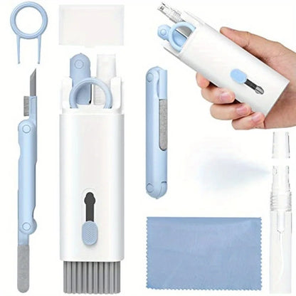 7In1 Electronic Cleaning Kit for Keyboard Airpods Cleaner Pen Macbook Ipad Iphone Screen Dust Brush Soft Cloth Spray Bottle Set