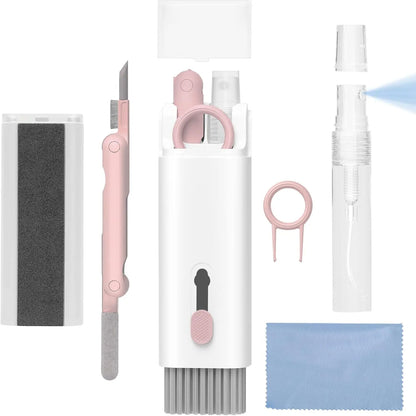 7In1 Electronic Cleaning Kit for Keyboard Airpods Cleaner Pen Macbook Ipad Iphone Screen Dust Brush Soft Cloth Spray Bottle Set