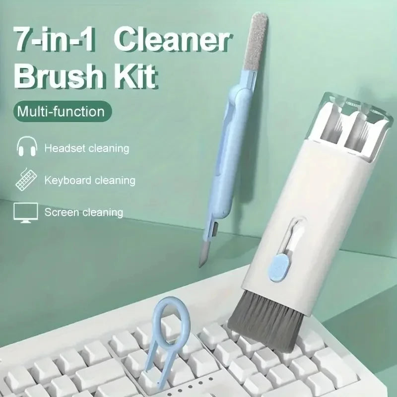 7In1 Electronic Cleaning Kit for Keyboard Airpods Cleaner Pen Macbook Ipad Iphone Screen Dust Brush Soft Cloth Spray Bottle Set