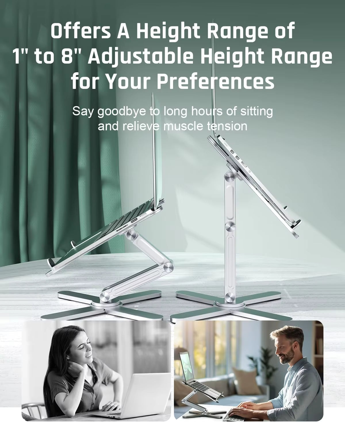 Support D'Ordinateur Portable Pliable En Aluminium Yuwvo X, Rotation À 360°, Pour Macbook Pro 13/17 Pouces, 32X8X6 Cm, Léger Et Pratique