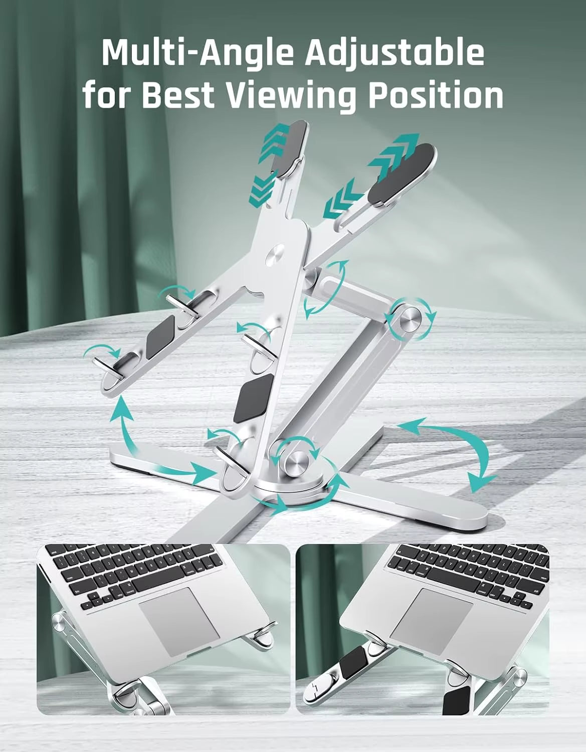 Support D'Ordinateur Portable Pliable En Aluminium Yuwvo X, Rotation À 360°, Pour Macbook Pro 13/17 Pouces, 32X8X6 Cm, Léger Et Pratique